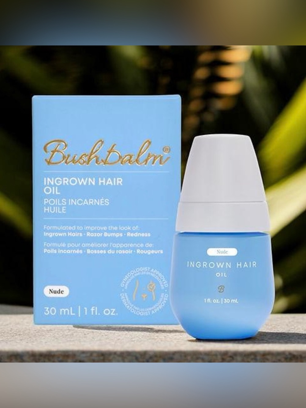 NIB Bushbalm Ingrown Hair Oil Nude 30 mL 1 oz Razor Bump Ingrown Hair Treatment